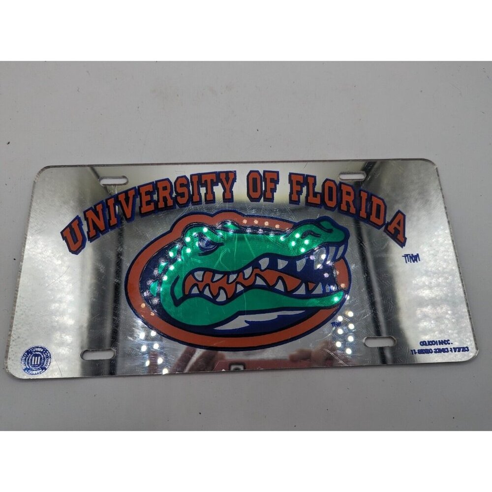 FLORIDA GATORS MIRROR ACRYLIC CAR TAG W/ GATOR HEAD LOGO - Picture 2 of 5